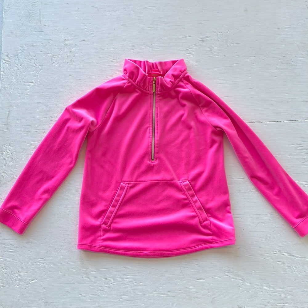 Lilly Pulitzer Girls Little Skipper Ruffle Velour Pullover